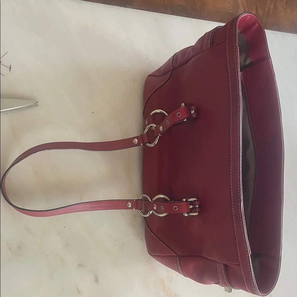 Coach Red Leather Shoulder Bag with Silver Hardware - Picture 6 of 6